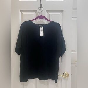 Eileen Fisher Black Short Sleeve Top